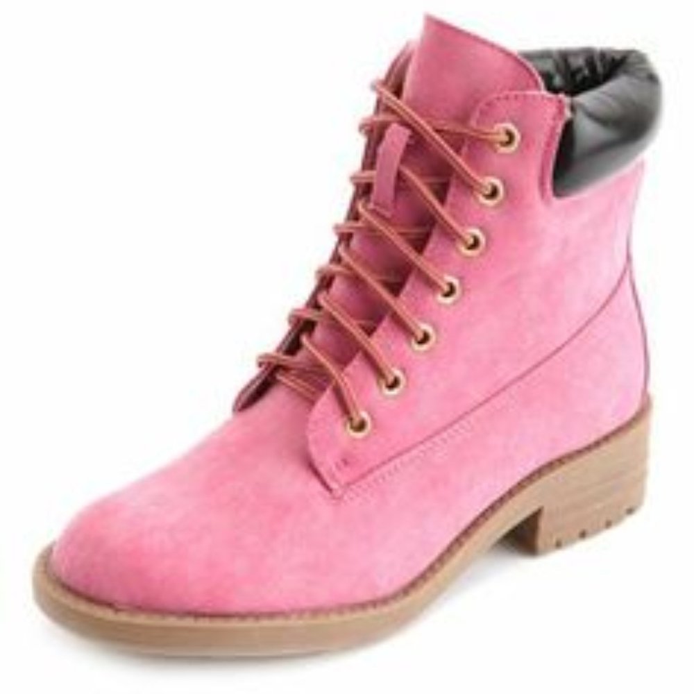 Charlotte Russe Lace-Up Lug Sole Work Boots